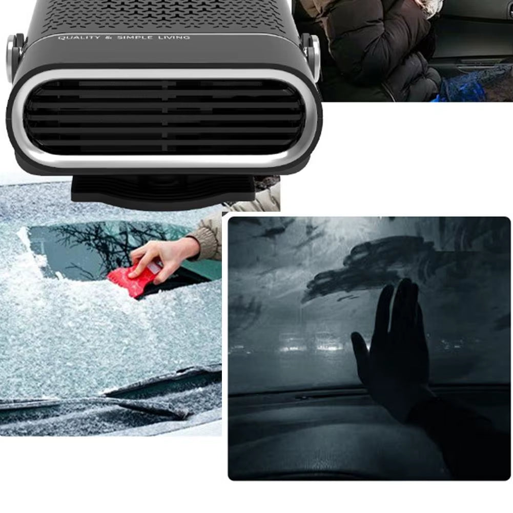2 in 1 Car Cooling & Heater Fan 12V/24V Portable Demister Defroster Heating Fan Rotating Car Windshield Defogging Accessroies