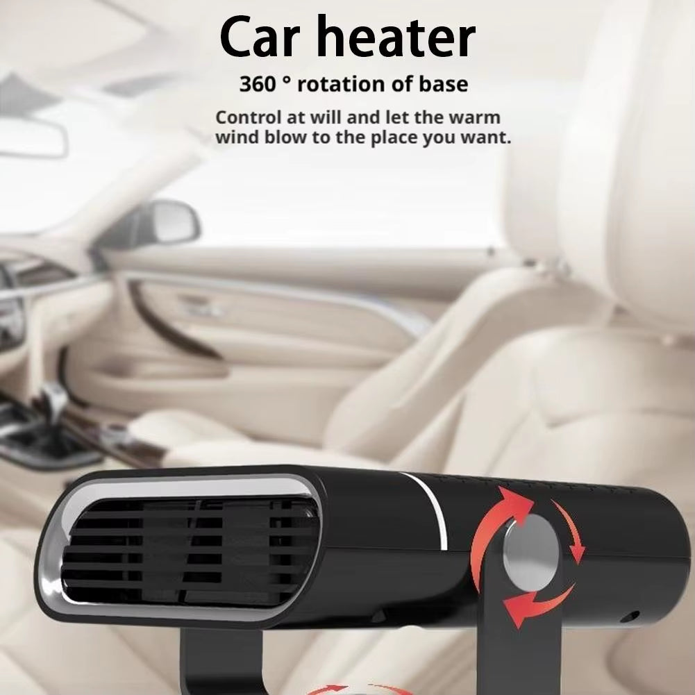 12V 120W Portable Car Heater, Fast Heating & Cooling Fan with 360° Rotation, Defogger Defroster, Cigarette Lighter Plug-In