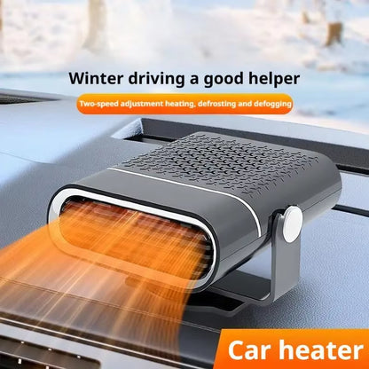 12V 120W Portable Car Heater, Fast Heating & Cooling Fan with 360° Rotation, Defogger Defroster, Cigarette Lighter Plug-In