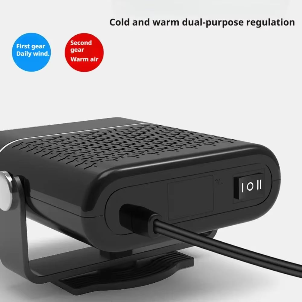12V 120W Portable Car Heater, Fast Heating & Cooling Fan with 360° Rotation, Defogger Defroster, Cigarette Lighter Plug-In