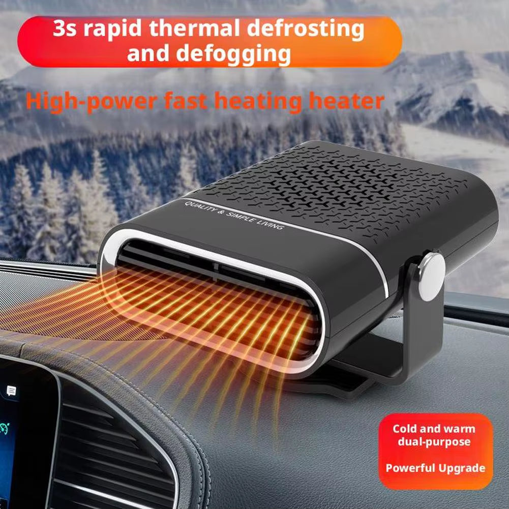 2 in 1 Car Cooling & Heater Fan 12V/24V Portable Demister Defroster Heating Fan Rotating Car Windshield Defogging Accessroies